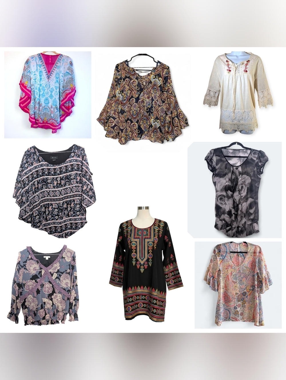 Mix Tops Blouse Lot Bright Floral‎ Boho Romantic Fairy Whimsical Y2K Cottagecore